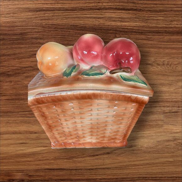 vintage 1970s Storage Ceramic Fruit Basket with Lid RARE Japan - Picture 1 of 12
